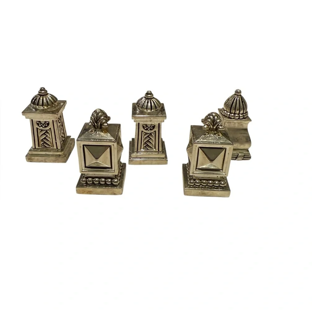 Bombay Co. Set of 5 Of Silver Plated Mini Salt And Pepper Shakers No Box